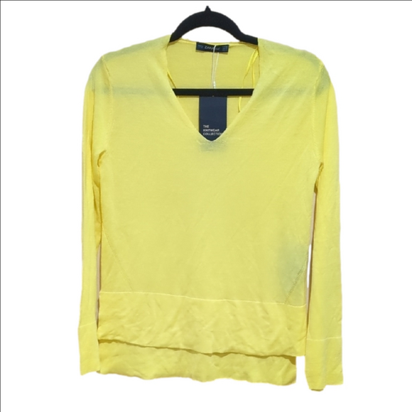 Zara Tops - Zara Knit Top Yellow V Neck Women's Size XS
